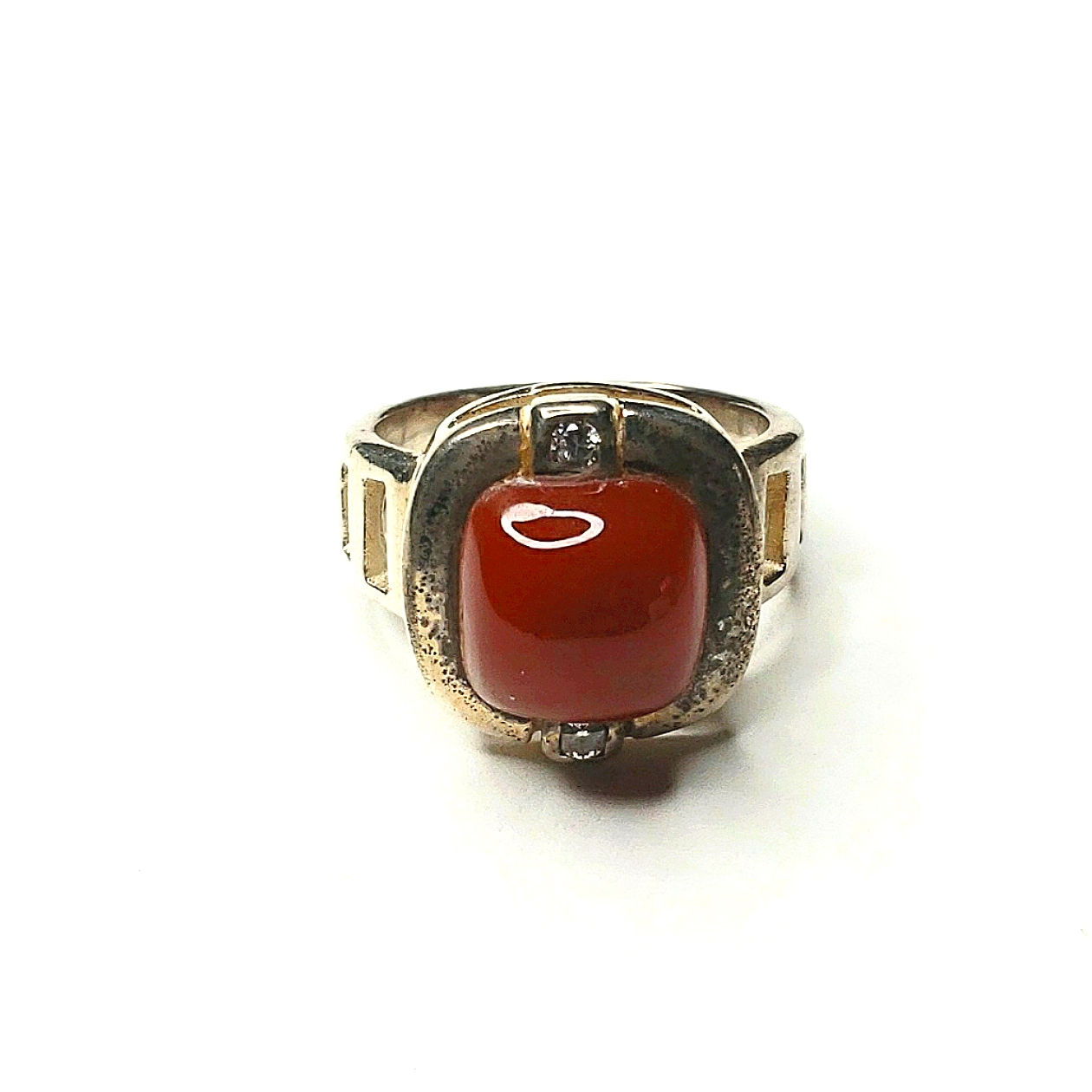 Silver Red Agate Ring